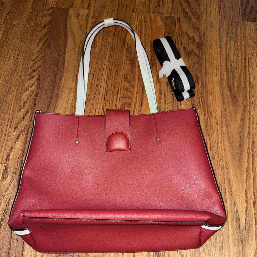 GNBI Shoulder Tote Bag, 14"H x 11"W x 4"D, Red/White/Black